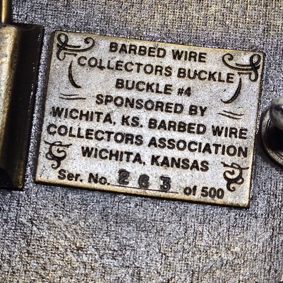 Barbed Wire Collectors Belt Buckle 1985 William Watkins Barbwire Wichita Kansas - Picture 8 of 11